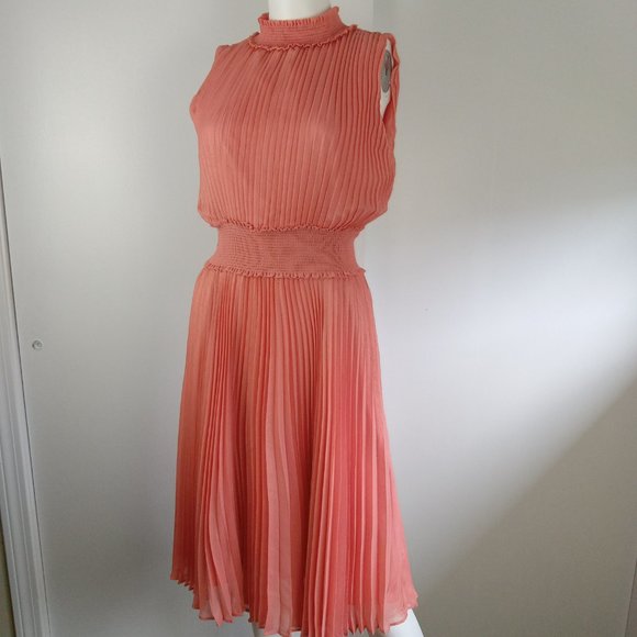 Nanette Lepore Dresses & Skirts - Nanette Lepore Women's Smocked Waist Midi Dress Size 8 Shimmery Pink Lined